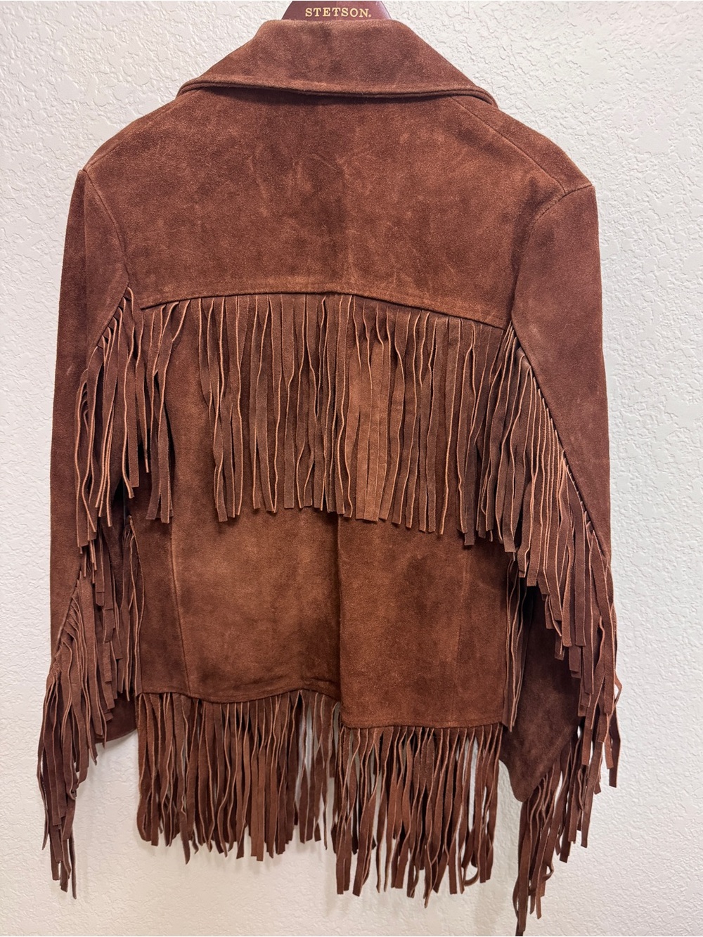 VTG Brown Genuine Suede Fringe Jacket Handmade Western Festival Boho Size S/M/L - Picture 2 of 3